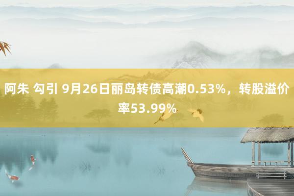 阿朱 勾引 9月26日丽岛转债高潮0.53%，转股溢价率53.99%