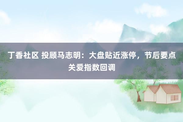 丁香社区 投顾马志明：大盘贴近涨停，节后要点关爱指数回调