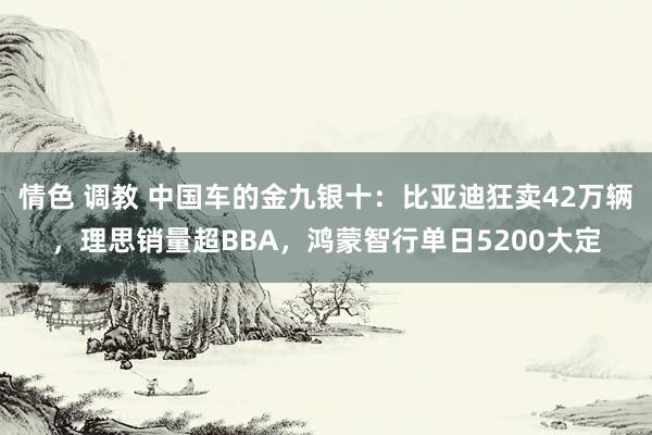 情色 调教 中国车的金九银十：比亚迪狂卖42万辆，理思销量超BBA，鸿蒙智行单日5200大定