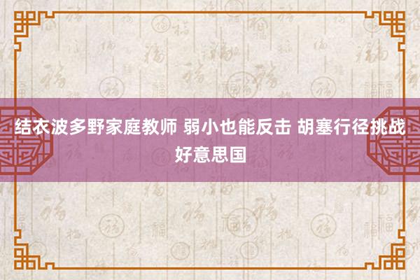 结衣波多野家庭教师 弱小也能反击 胡塞行径挑战好意思国