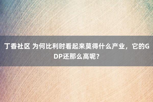 丁香社区 为何比利时看起来莫得什么产业，它的GDP还那么高呢？