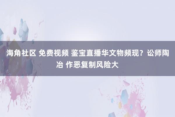 海角社区 免费视频 鉴宝直播华文物频现？讼师陶冶 作恶复制风险大