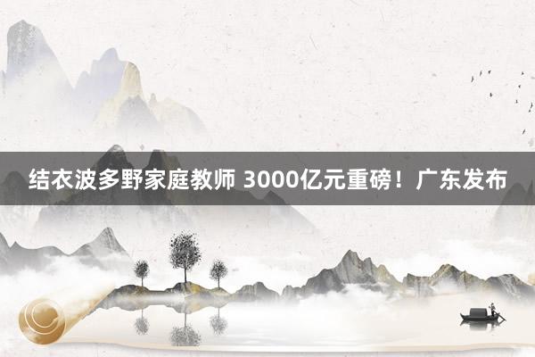 结衣波多野家庭教师 3000亿元重磅！广东发布