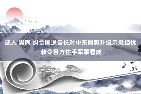 成人 男同 纠合国通告长对中东局势升级示意担忧 敕令各方住手军事看成