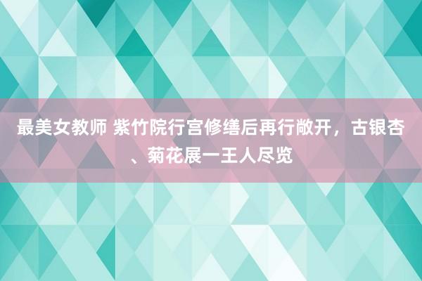 最美女教师 紫竹院行宫修缮后再行敞开，古银杏、菊花展一王人尽览