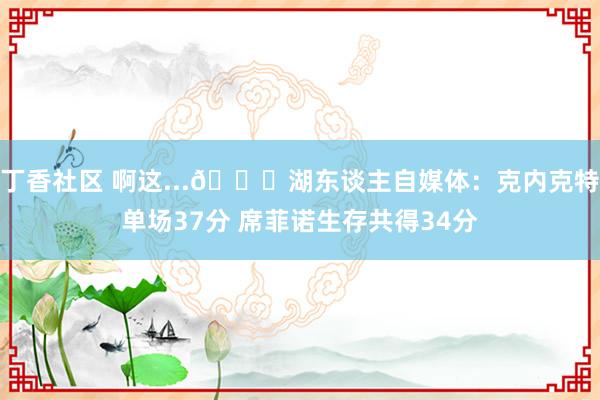 丁香社区 啊这...😅湖东谈主自媒体：克内克特单场37分 席菲诺生存共得34分