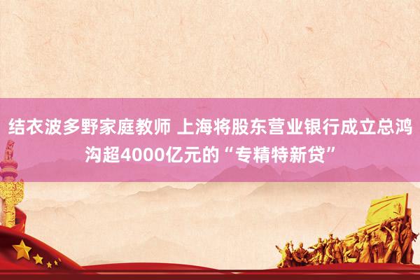 结衣波多野家庭教师 上海将股东营业银行成立总鸿沟超4000亿元的“专精特新贷”