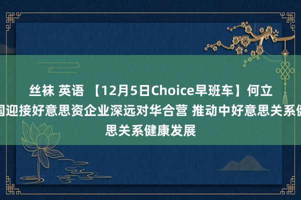 丝袜 英语 【12月5日Choice早班车】何立峰：中国迎接好意思资企业深远对华合营 推动中好意思关系健康发展