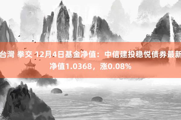 台灣 拳交 12月4日基金净值：中信建投稳悦债券最新净值1.0368，涨0.08%